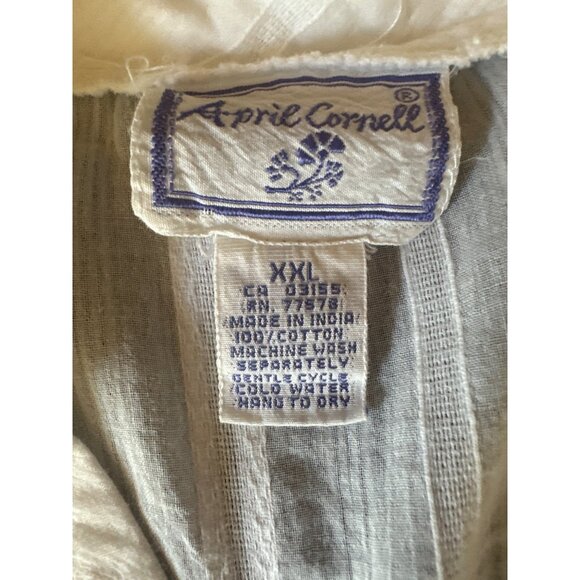 April Cornell Womens XXL White Embroidered Cotton Tunic Top Swim Cover Lounge - Picture 2 of 5